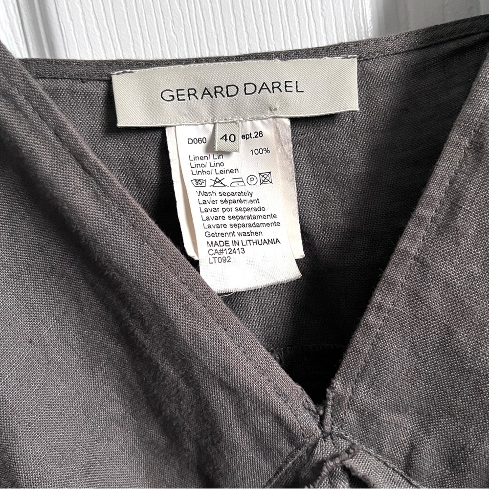 Gerard Darel 100% Linen Dress gray Women 40 Medium sleeveless midi v neck - Picture 2 of 5